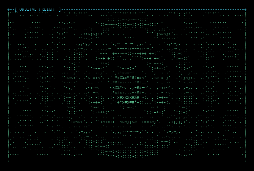 ASCII rendering of concentric orbital rings representing the Orbital Freight tracking interface.